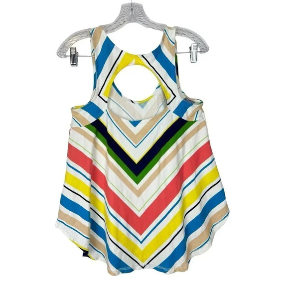 Anthropologie Multicolor Sleeveless Top Blouse Small Chevron Open Back Flowy - Picture 4 of 6